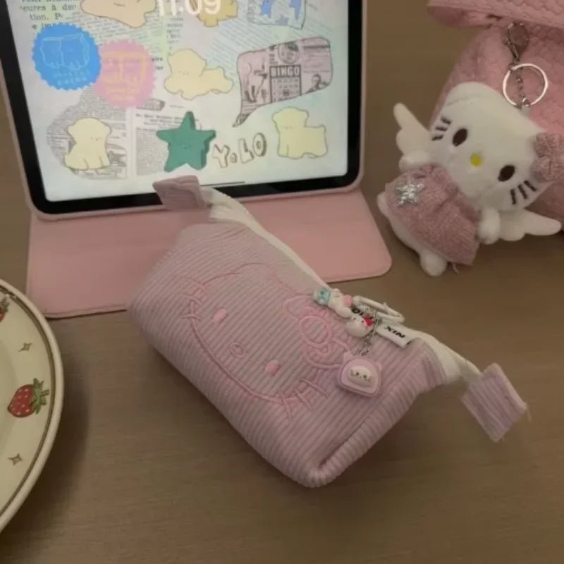 Kawaii Sanrios Hello Kitty Pencil Case Anime Cute Cartoon Large Capacity Student Desktop Stationery Storage Bag Pen Makeup Bag - GOGLOBALL