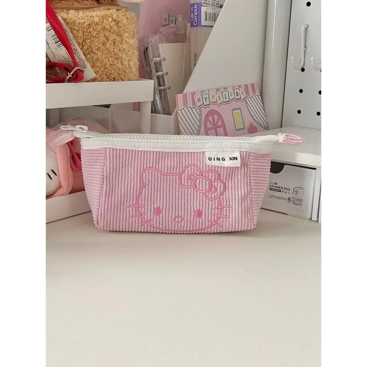 Kawaii Sanrios Hello Kitty Pencil Case Anime Cute Cartoon Large Capacity Student Desktop Stationery Storage Bag Pen Makeup Bag - GOGLOBALL