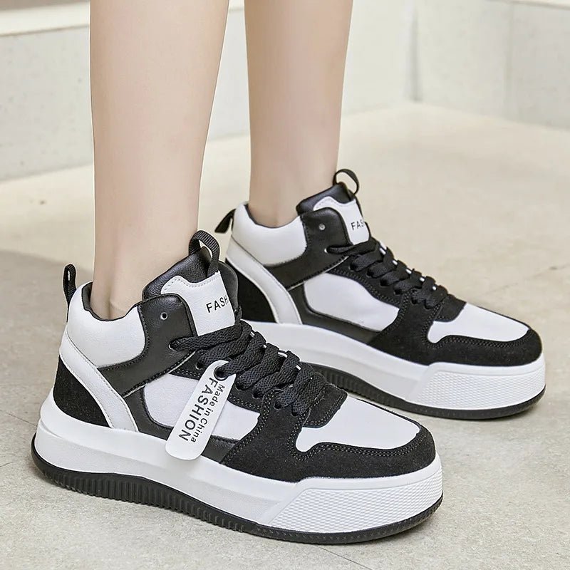 Women High Top Sneakers Walking Shoes Casual Sneakers Women Luxury Autumn Winter Sport Platform Shoes Rose Red Skate Shoes - GOGLOBALL