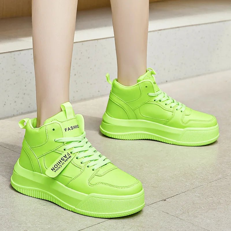 Women High Top Sneakers Walking Shoes Casual Sneakers Women Luxury Autumn Winter Sport Platform Shoes Rose Red Skate Shoes - GOGLOBALL