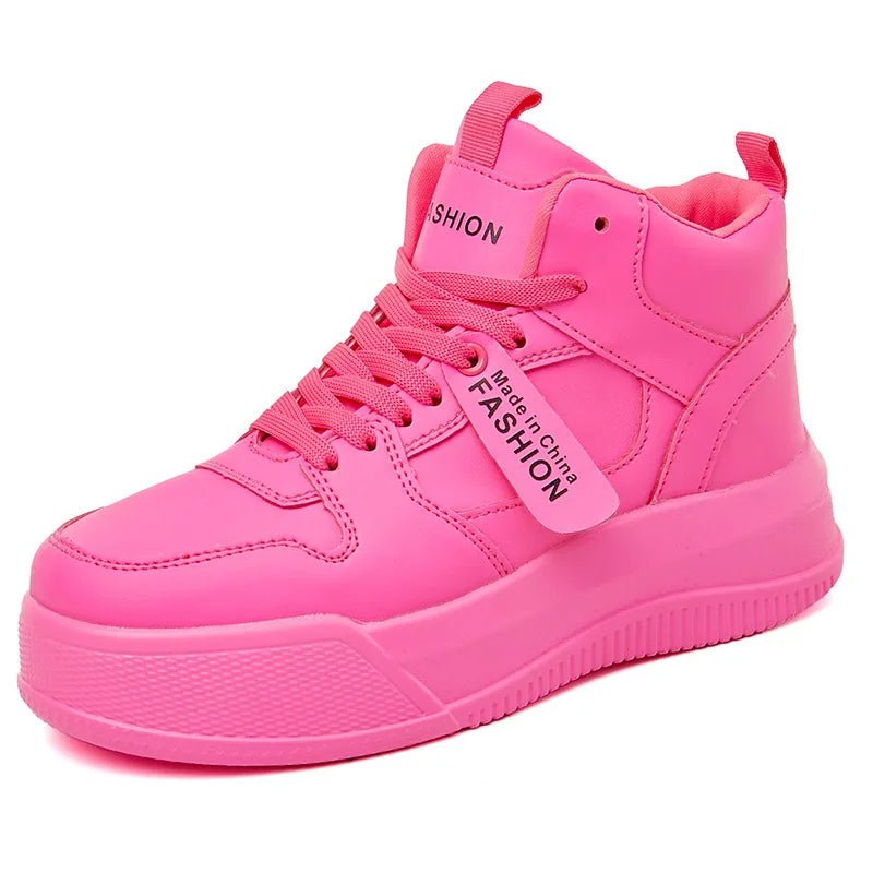 Women High Top Sneakers Walking Shoes Casual Sneakers Women Luxury Autumn Winter Sport Platform Shoes Rose Red Skate Shoes - GOGLOBALL