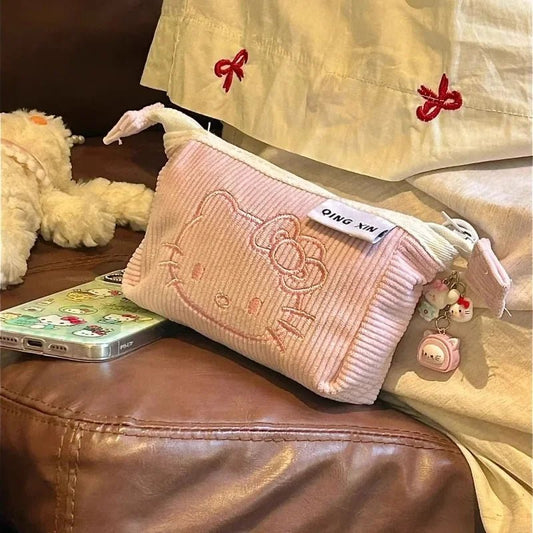 Kawaii Sanrios Hello Kitty Pencil Case Anime Cute Cartoon Large Capacity Student Desktop Stationery Storage Bag Pen Makeup Bag - GOGLOBALL